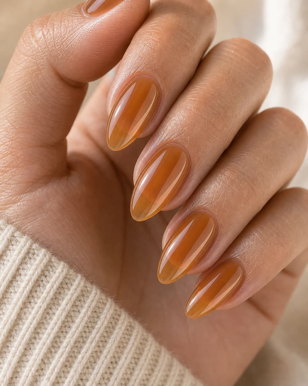 Uñas syrup miel translúcido ámbar dorado tendencia coreana viral 2026